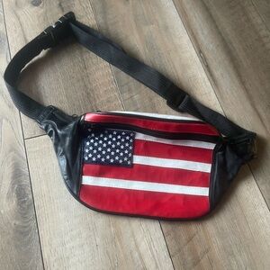 American Flag Fanny Pack - Red, White, and Black